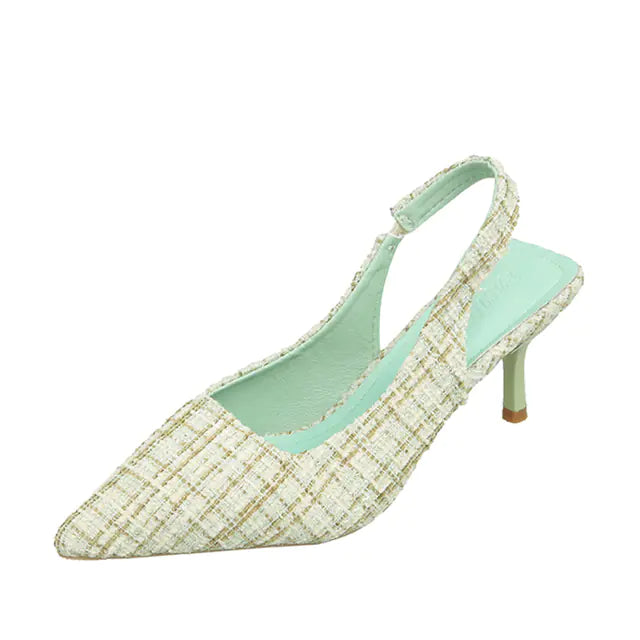 Escarpins Slingbacks à Talons Hauts et Bout Pointu Bleus pour Femmes