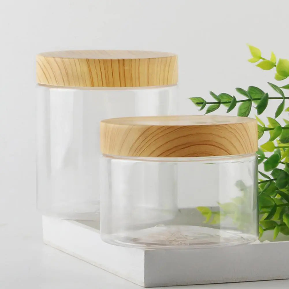 Wood Grain Transparent Storage Jar for Spices & Cereals