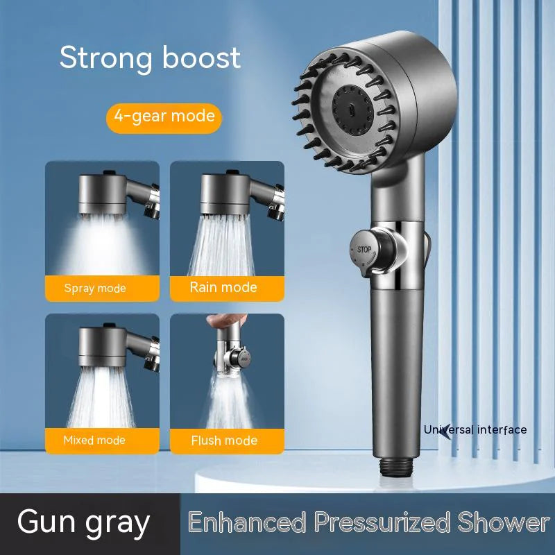 Adjustable Supercharged Shower Head with Hose