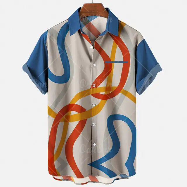 Hawaiian Harajuku Casual Men's Shirt in Polyester/Spandex