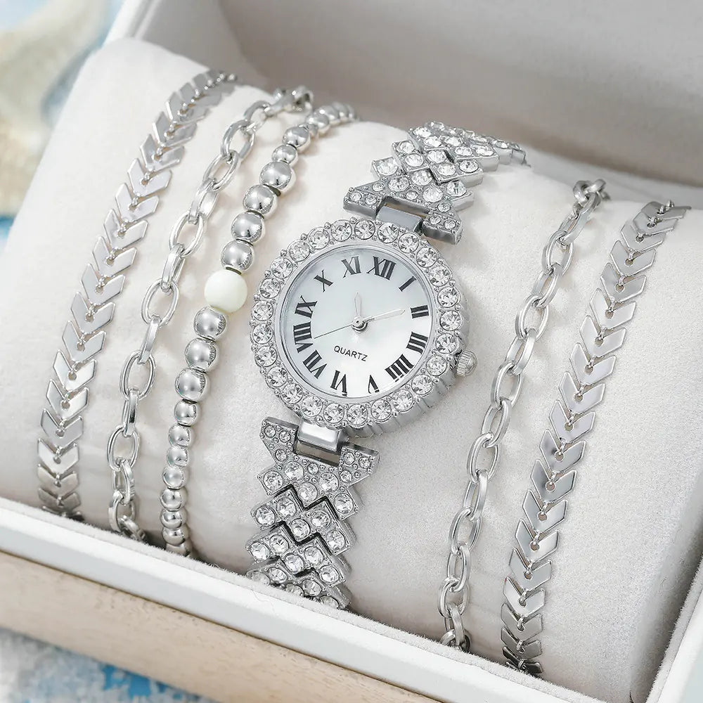 Fashion Roman Pattern Diamond Women's Quartz Watch