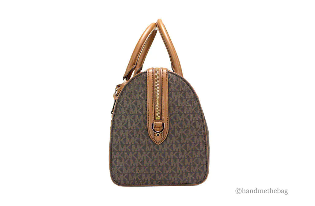 Michael Kors Travel Medium Brown Signature PVC Duffle Crossbody Handbag