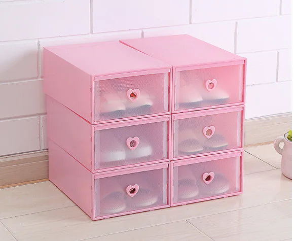 6-Pack Thick Transparent Drawer Shoe Storage Boxes