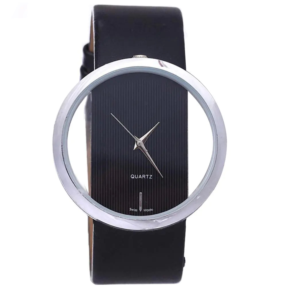 Fashionable Women's Watch with Transparent Hollow Design