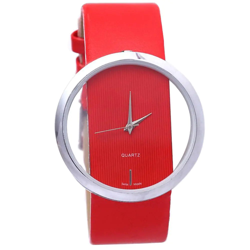 Fashionable Women's Watch with Transparent Hollow Design