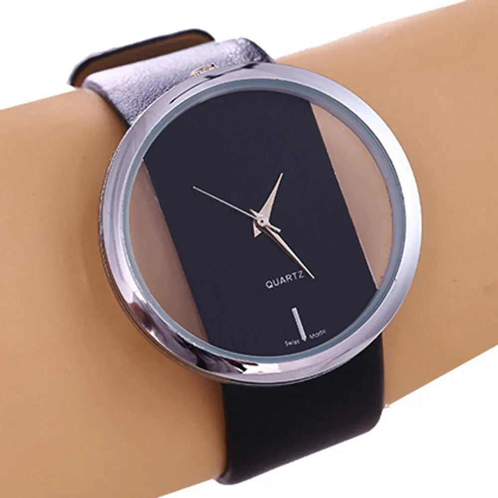 Fashionable Women's Watch with Transparent Hollow Design