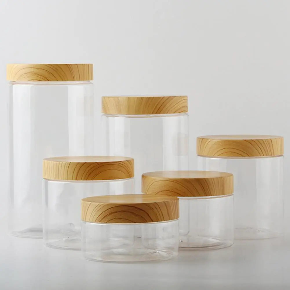 Wood Grain Transparent Storage Jar for Spices & Cereals