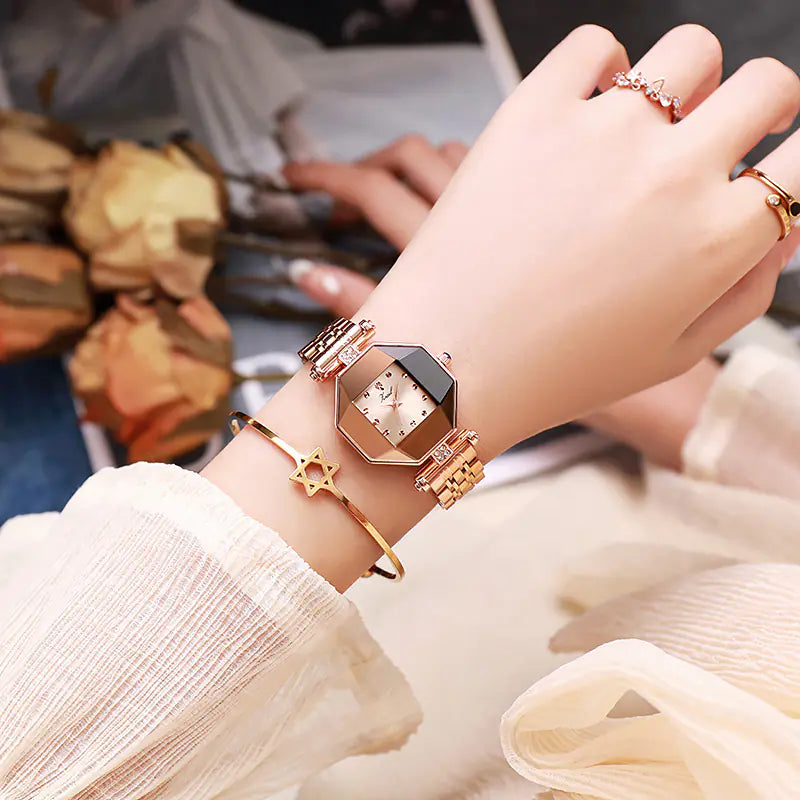 Elegant Waterproof Square Women's Watch with Steel Band