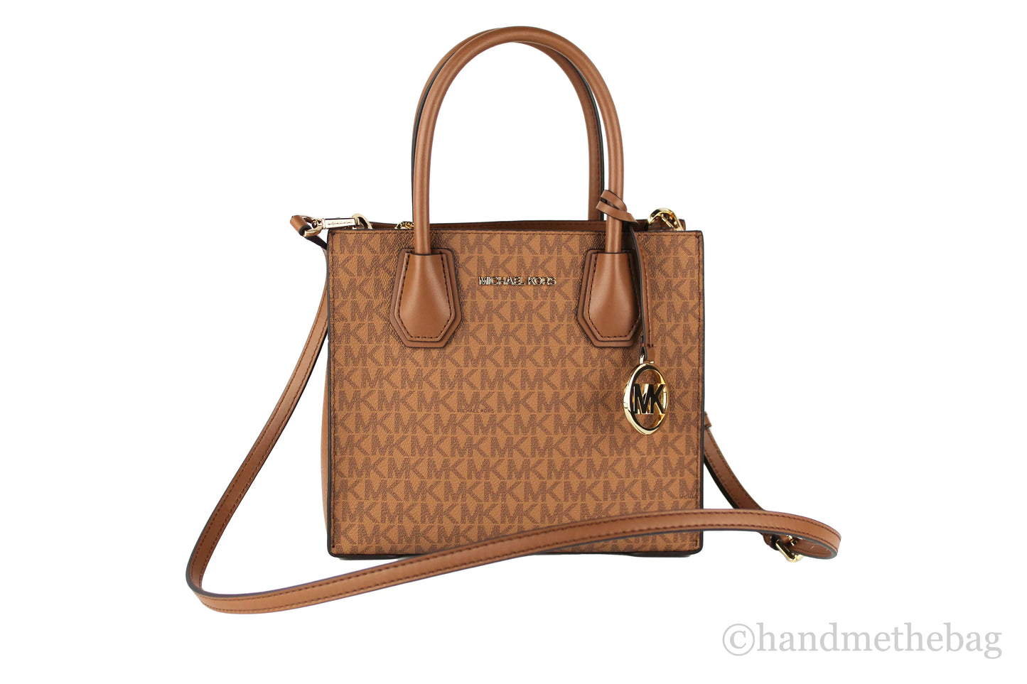 Michael Kors Mercer Medium Luggage Multi Leather Messenger Crossbody Handbag