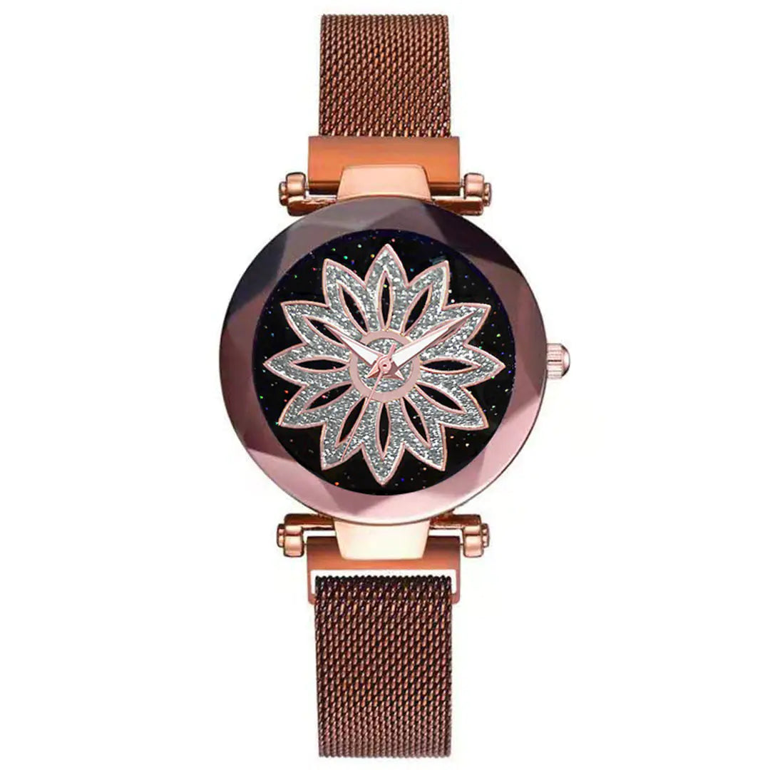 Starry Surface Women's Quartz Watch with Magnetic Design
