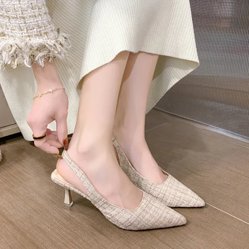 Escarpins Slingbacks à Talons Hauts et Bout Pointu Bleus pour Femmes