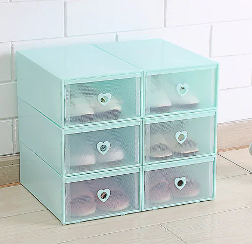 6-Pack Thick Transparent Drawer Shoe Storage Boxes