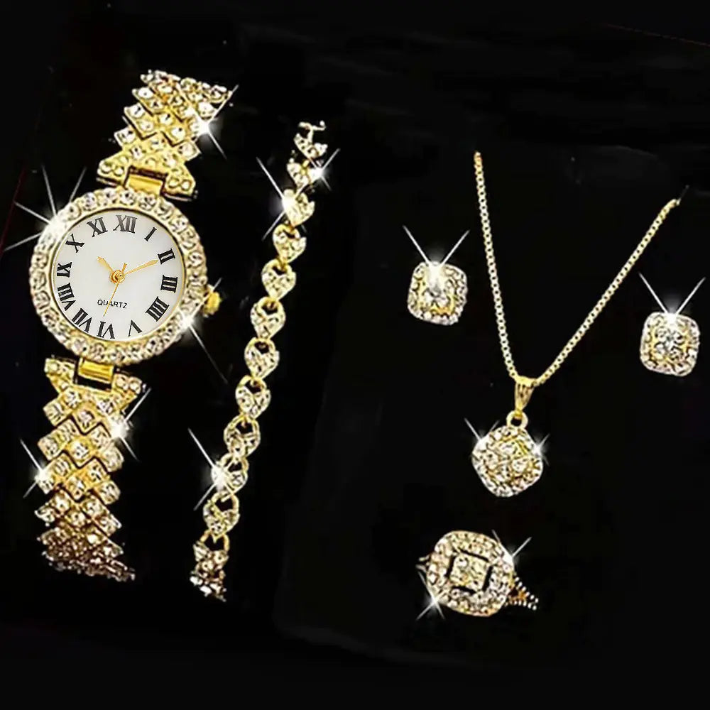 Fashion Roman Pattern Diamond Women's Quartz Watch