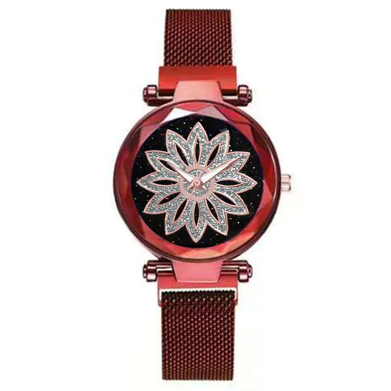 Starry Surface Women's Quartz Watch with Magnetic Design
