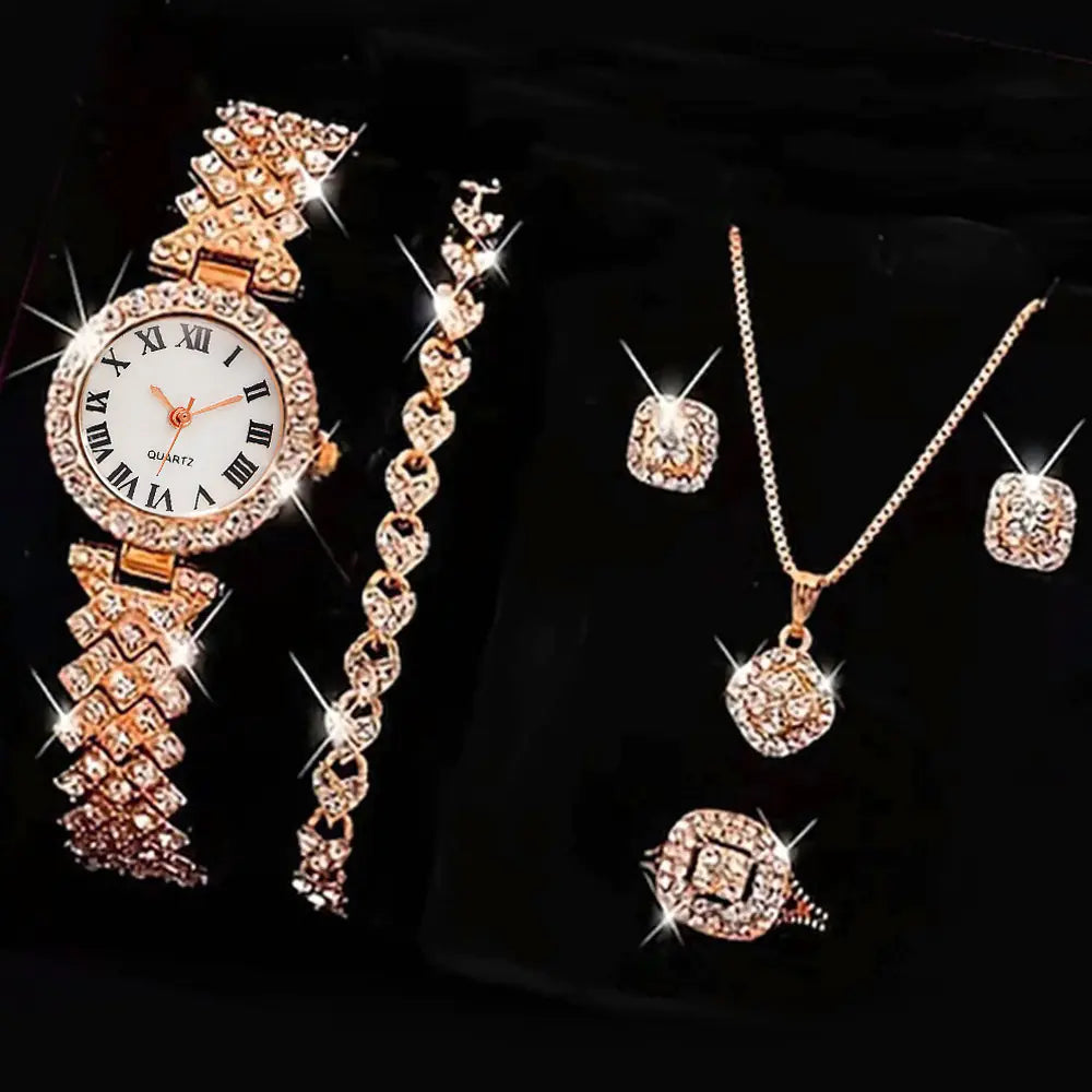 Fashion Roman Pattern Diamond Women's Quartz Watch