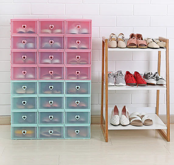 6-Pack Thick Transparent Drawer Shoe Storage Boxes