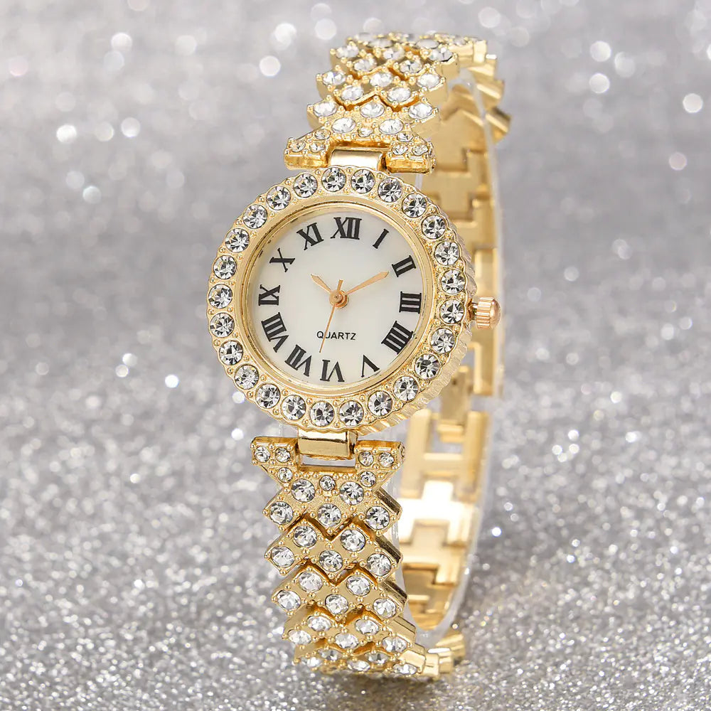 Fashion Roman Pattern Diamond Women's Quartz Watch