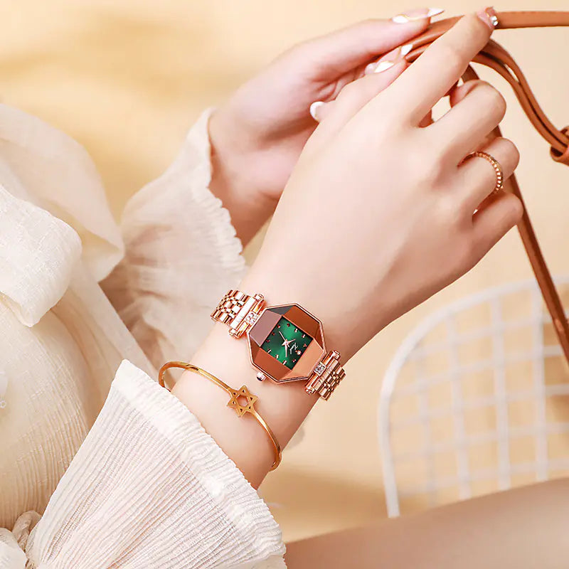 Elegant Waterproof Square Women's Watch with Steel Band