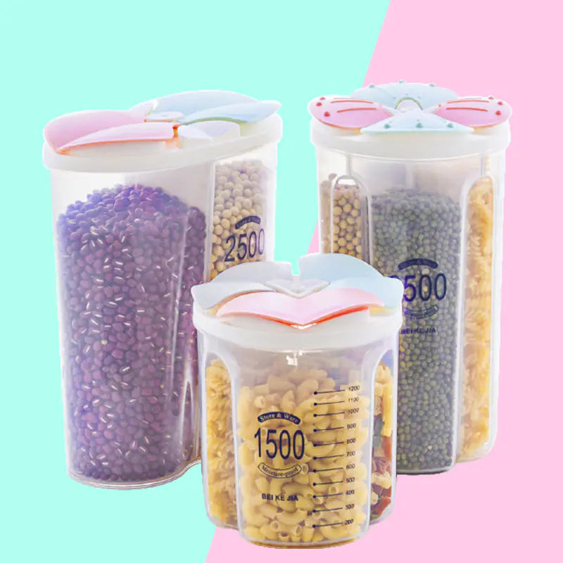 Grain Storage Box with Dividers for Kitchen Use