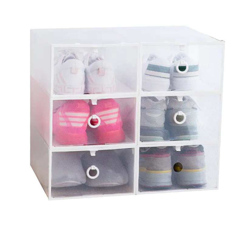 6-Pack Thick Transparent Drawer Shoe Storage Boxes