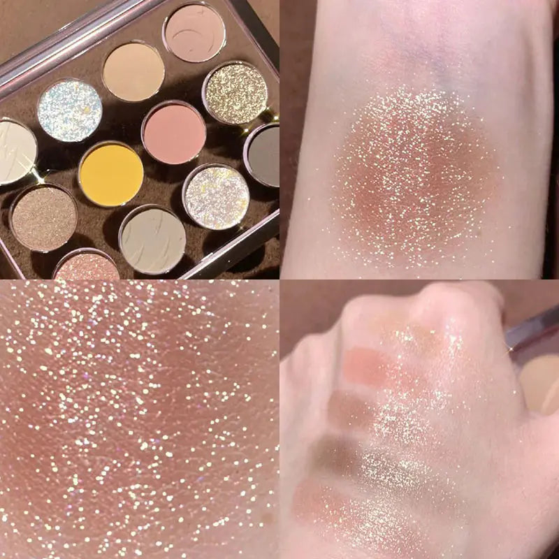 12-Color Transparent Eyeshadow Palette with Shimmer & Matte