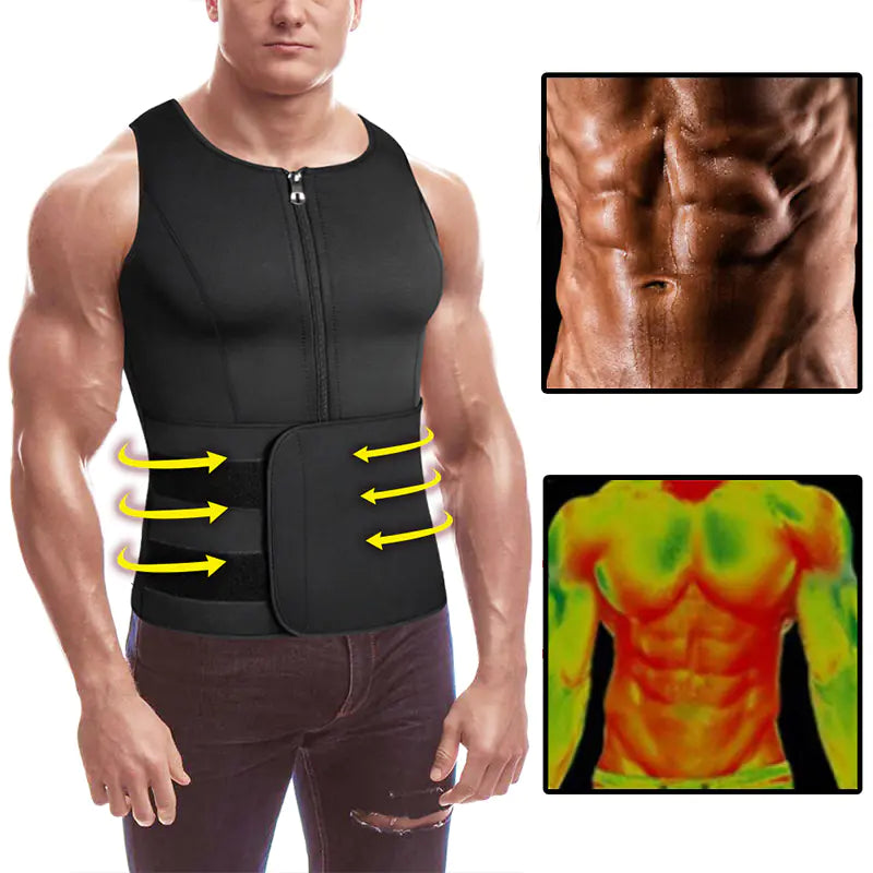 Men's Double Waistband Fitness Suit for Belly Tightening