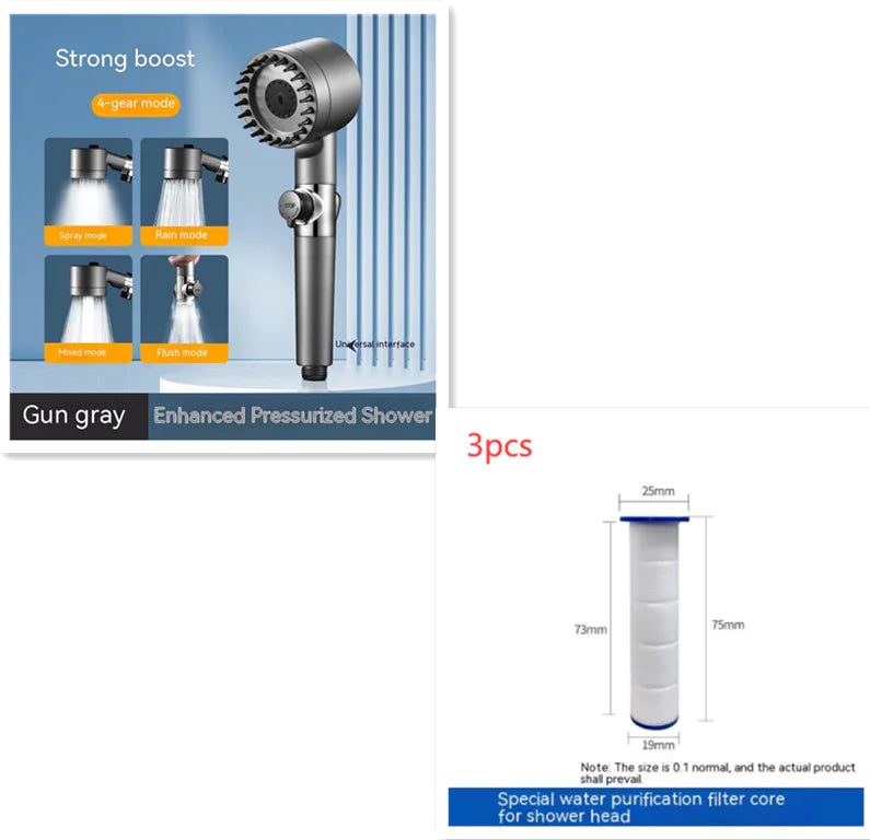 Adjustable Supercharged Shower Head with Hose