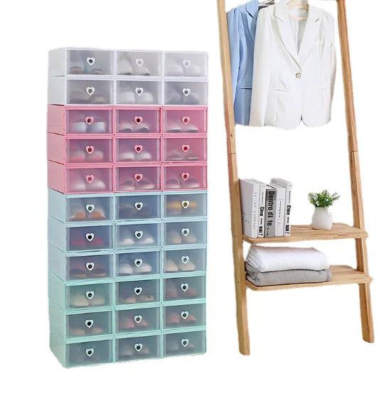 6-Pack Thick Transparent Drawer Shoe Storage Boxes