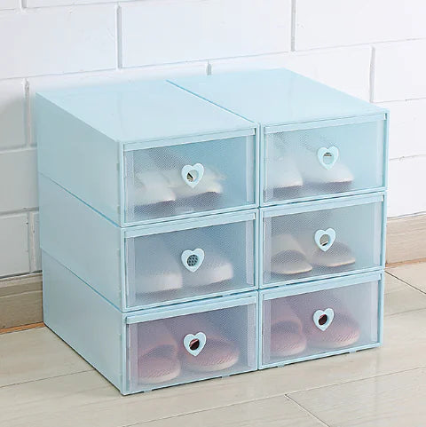 6-Pack Thick Transparent Drawer Shoe Storage Boxes
