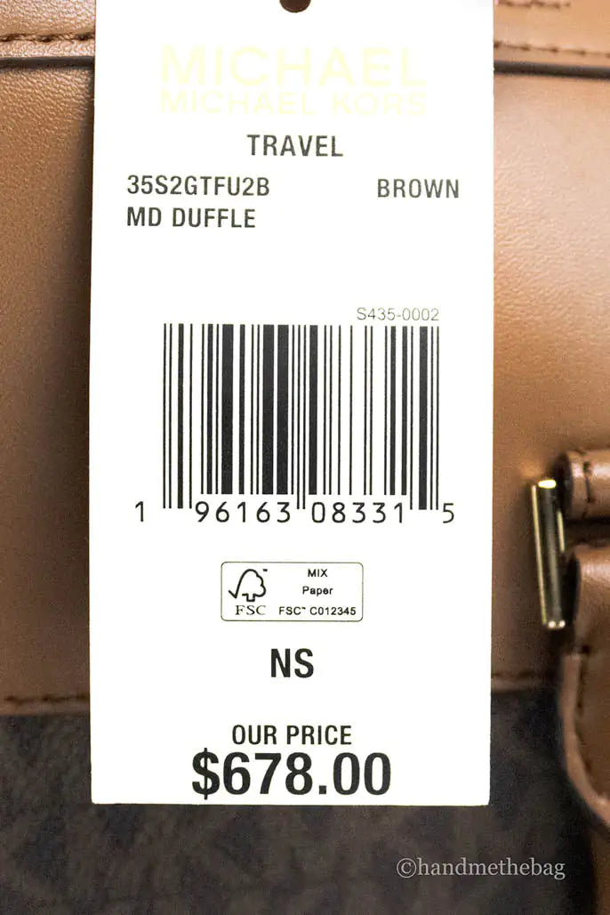Michael Kors Travel Medium Brown Signature PVC Duffle Crossbody Handbag