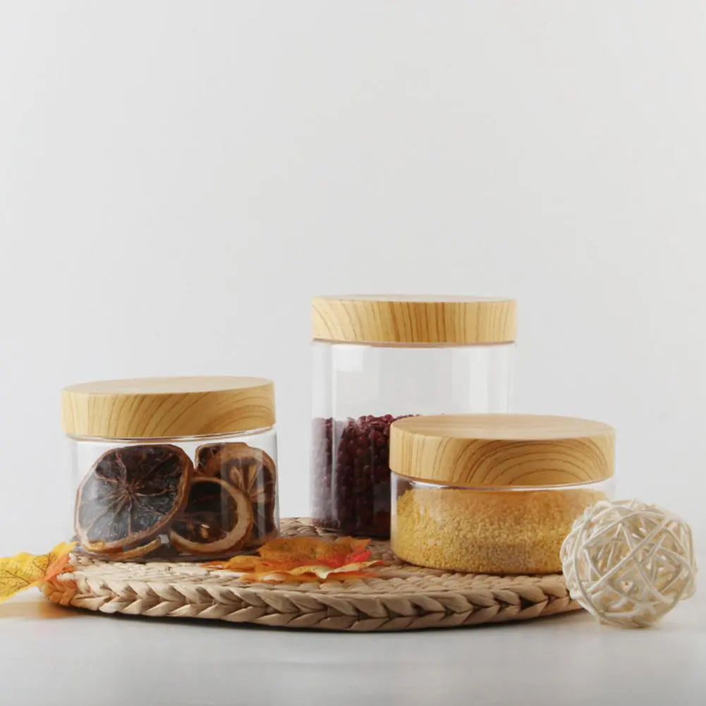 Wood Grain Transparent Storage Jar for Spices & Cereals