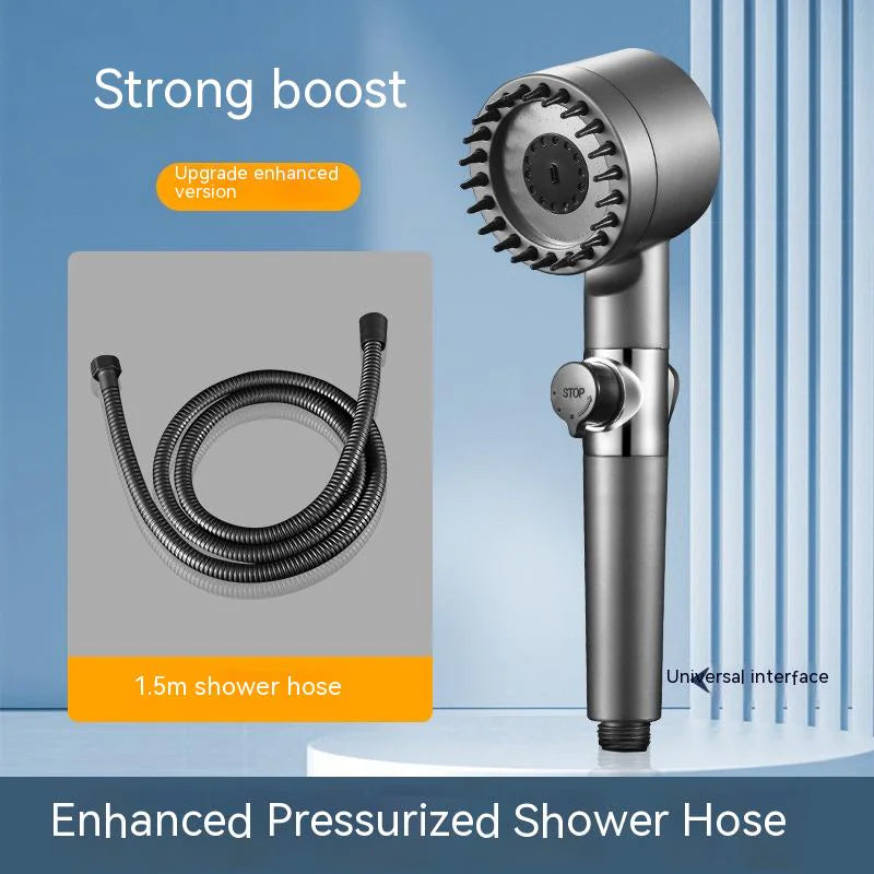 Adjustable Supercharged Shower Head with Hose