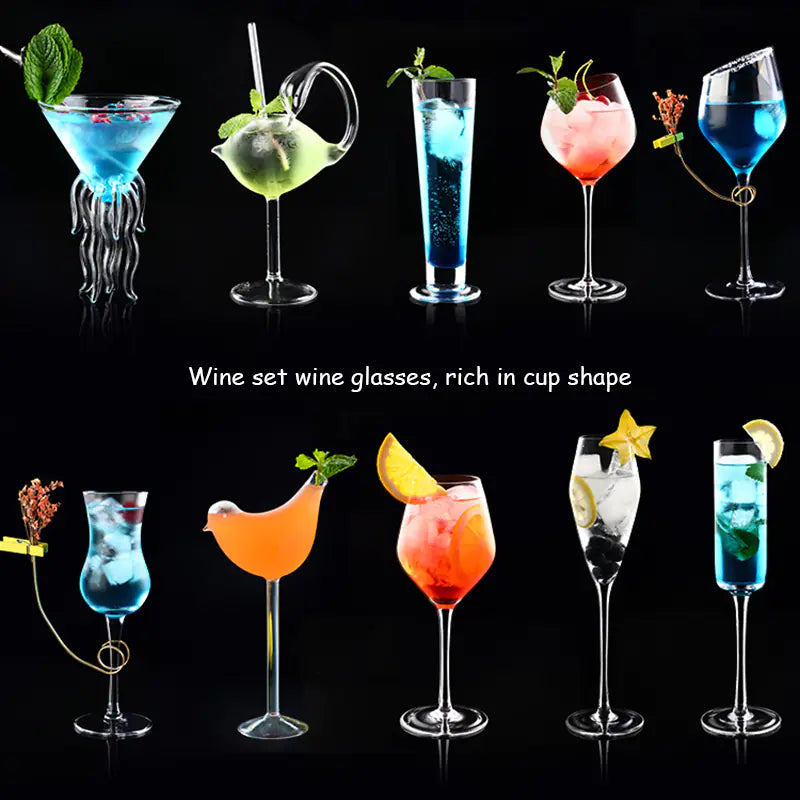 Wine Glass Set of 5 Elegant Drinking Cups