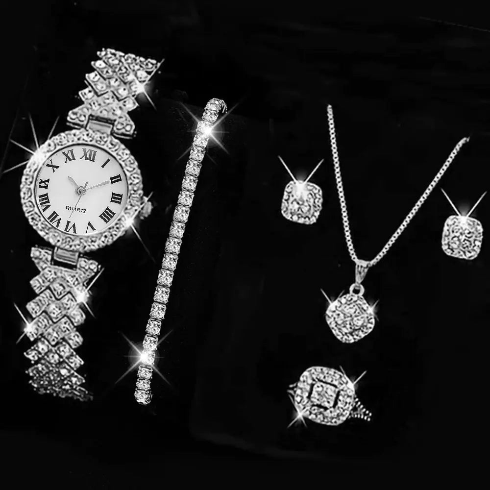 Fashion Roman Pattern Diamond Women's Quartz Watch