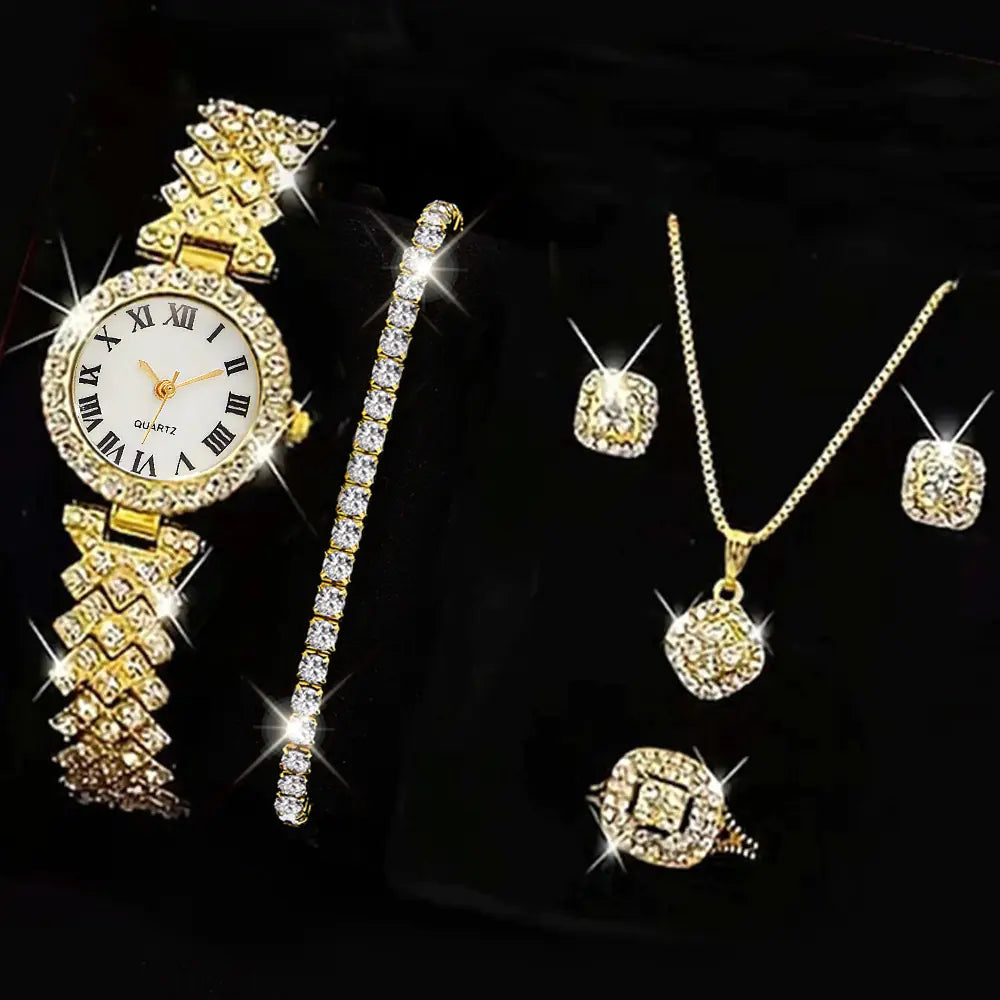 Fashion Roman Pattern Diamond Women's Quartz Watch