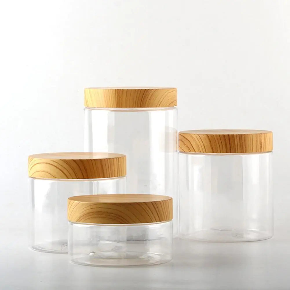 Wood Grain Transparent Storage Jar for Spices & Cereals