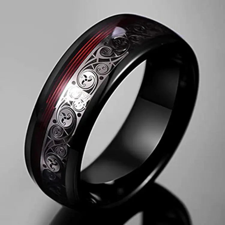 Tungsten Steel Black Decorative Ring for Men
