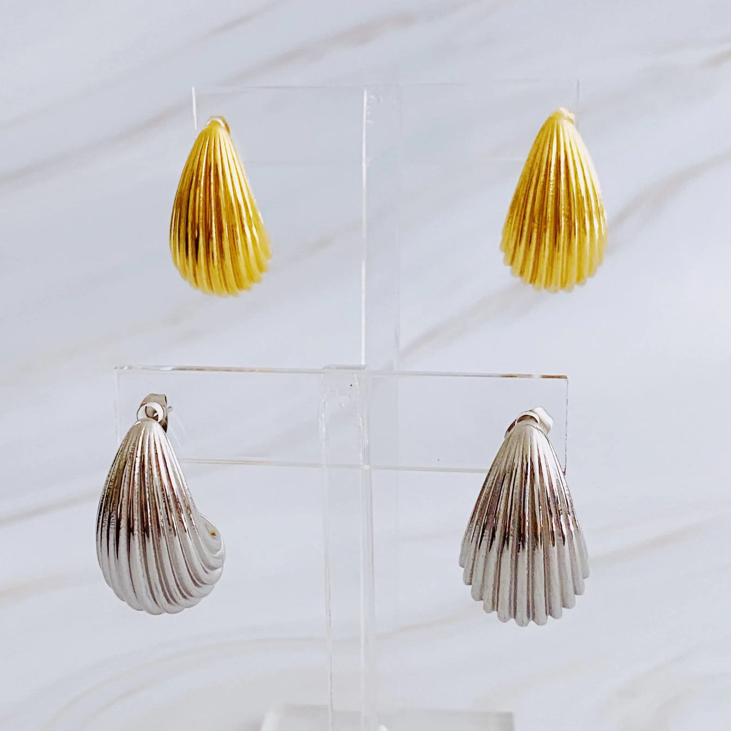 Cabled Teardrop Solid Stud Earrings