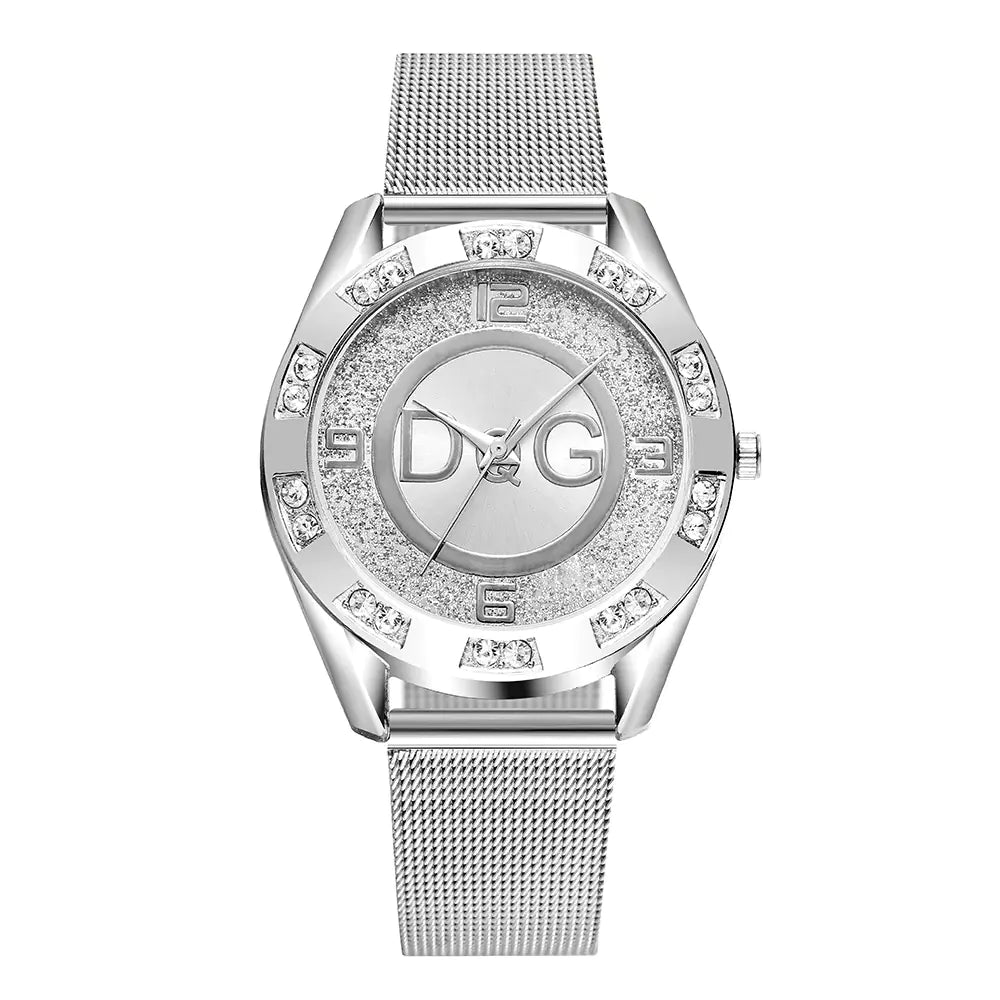 Fashionable Women's Dual Diamond Watch with Rhinestones