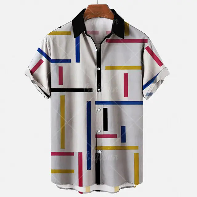 Hawaiian Harajuku Casual Men's Shirt in Polyester/Spandex