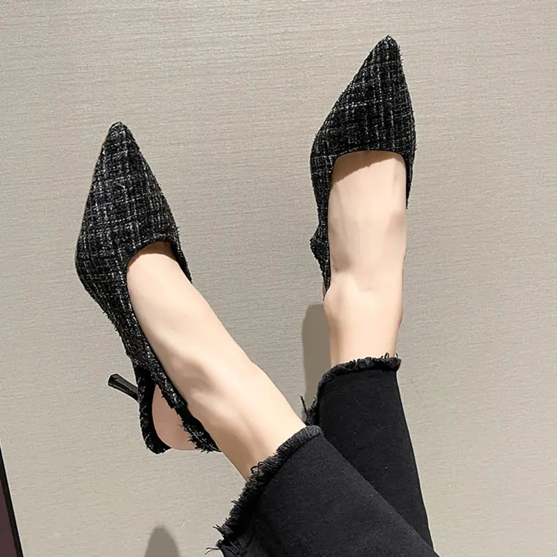 Escarpins Slingbacks à Talons Hauts et Bout Pointu Bleus pour Femmes