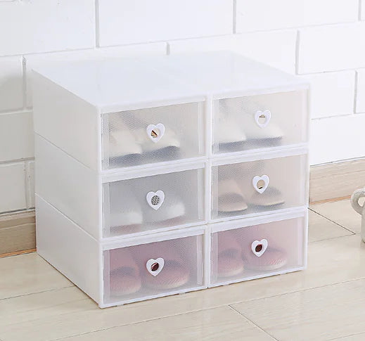 6-Pack Thick Transparent Drawer Shoe Storage Boxes
