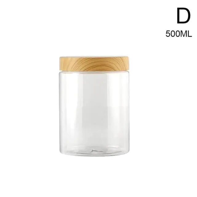 Wood Grain Transparent Storage Jar for Spices & Cereals