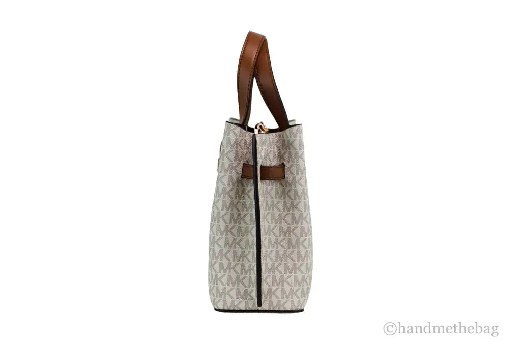 Michael Kors Emilia Small Vanilla Signature Leather Satchel Crossbody Handbag