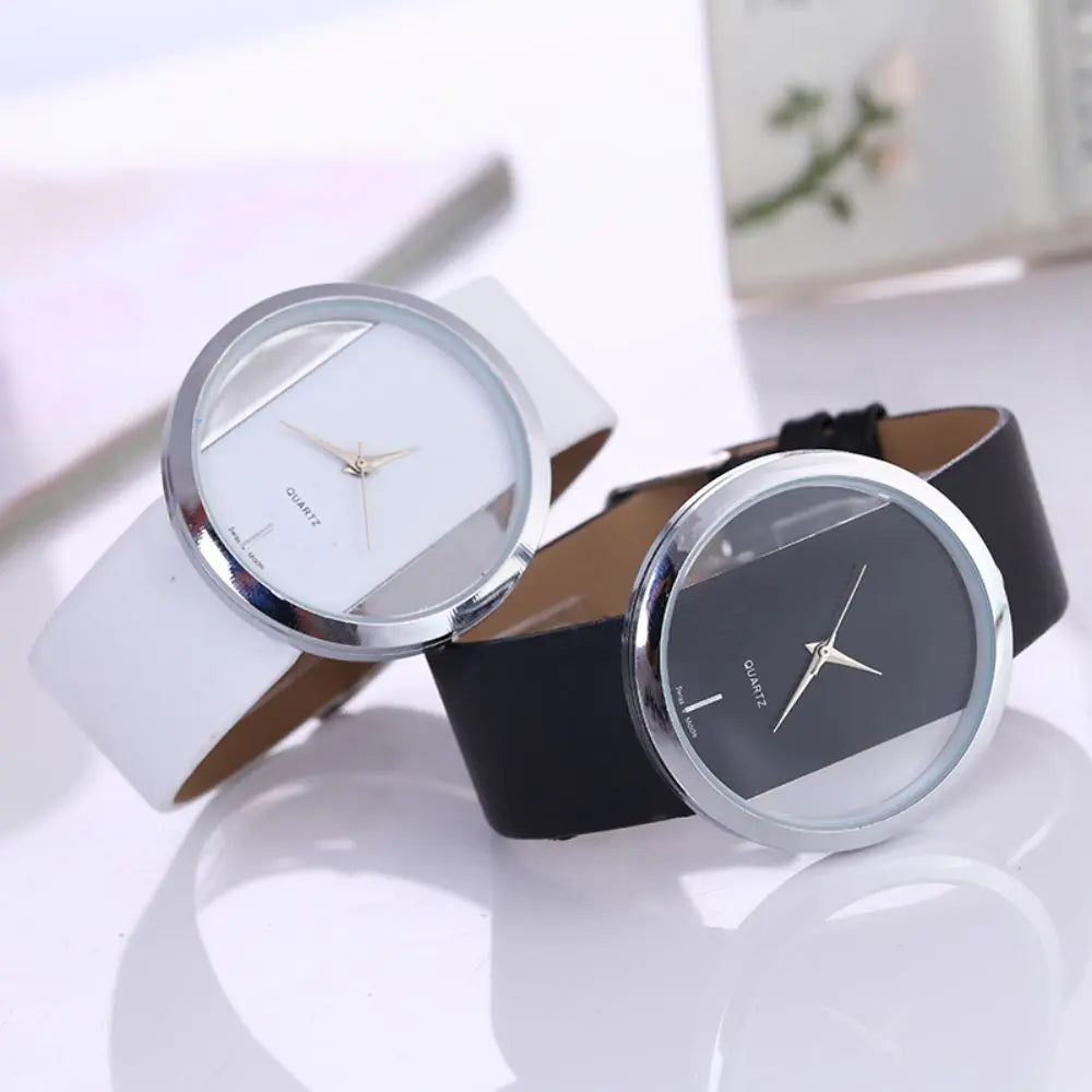 Fashionable Women's Watch with Transparent Hollow Design