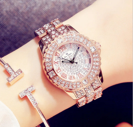 Full Diamond Women's Quartz Watch - Elegant Timepiece