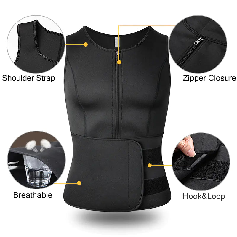 Men's Double Waistband Fitness Suit for Belly Tightening