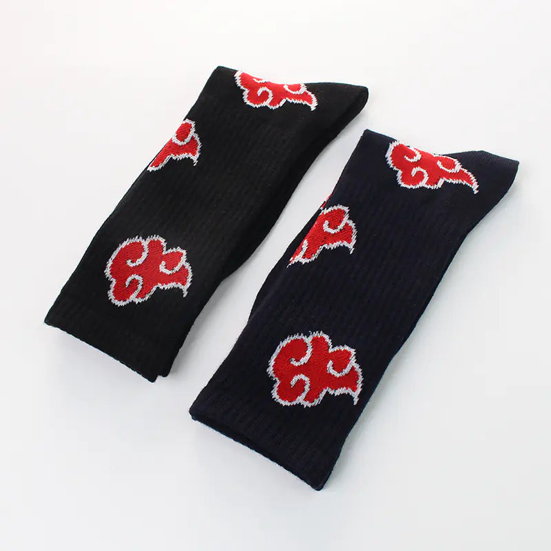 Chaussettes mi-mollet Naruto Akatsuki en coton pour Anime, en gros