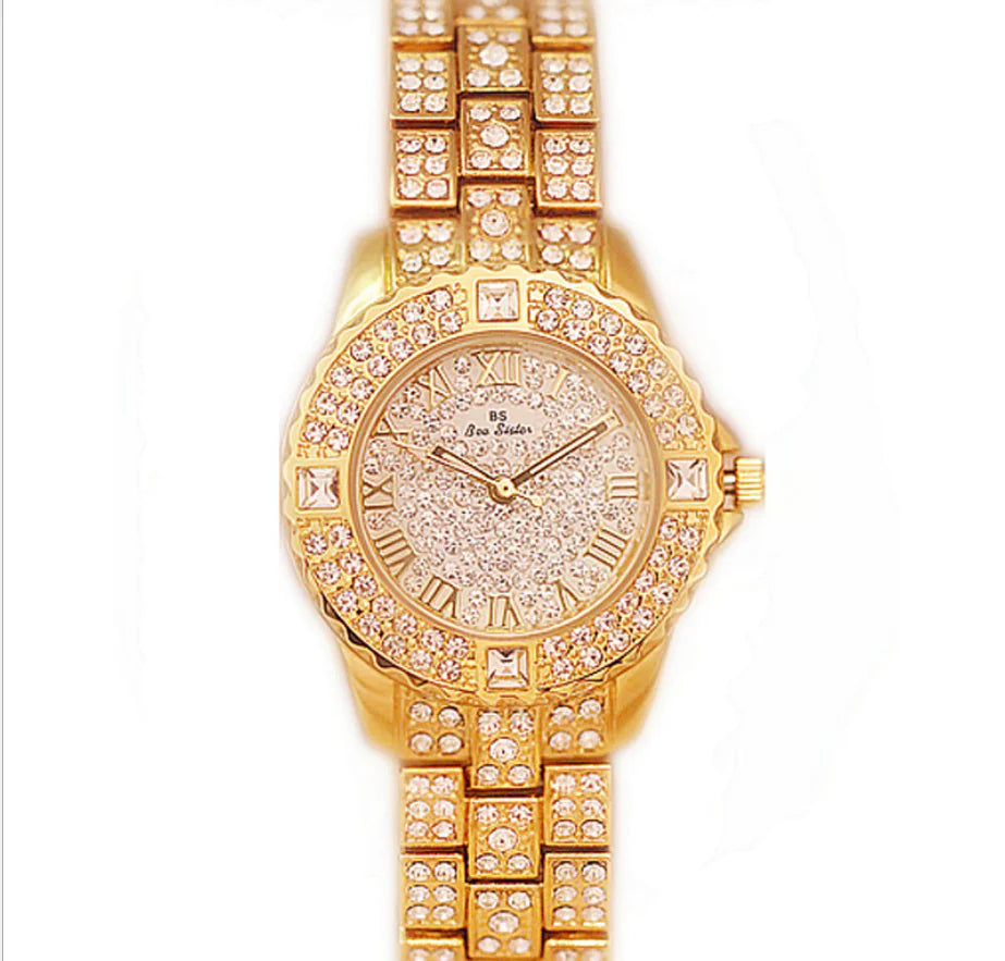 Full Diamond Women's Quartz Watch - Elegant Timepiece