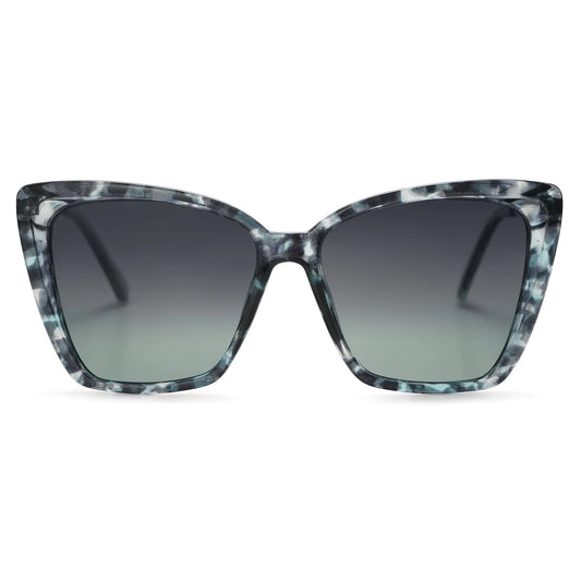 SOJOS Trendy Polarized Sunglasses For Women Retro Womens Oversized Square Cat Eye Sun Glasses UV Protection SJ2206 Blue Pattern